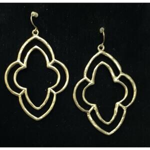 Gold Filagree Two Layer French Hook Pierced Earrings Career, Boho, Casual